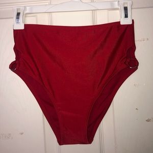 Red high waisted bikini bottoms